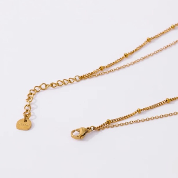 🟢Gold plated round stone pendant necklace - Picture 4 of 8